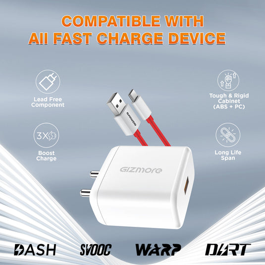 GIZMORE PA665 65W Super VOOC USB Fast Charger Adapter