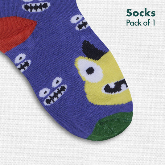 Monstrous Fun! Unisex Kid's Socks, 100% Bamboo, Crew length, Pack of 1