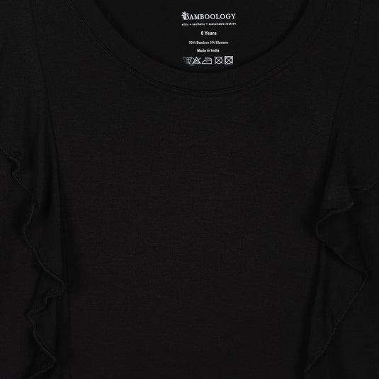 Bamboo Fabric Girl's Front Ruffle Top | Anti-bacterial, Anti-viral Collection