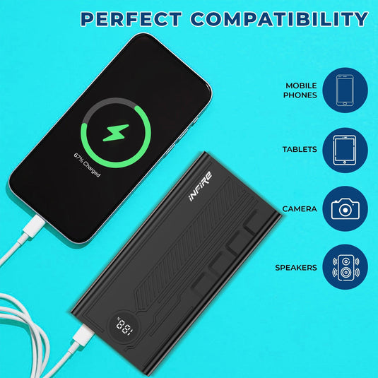 Flash 10000mAh 12W Power Bank With Fast Charging | Dual Output Ports | Dual Input Ports | LED Display - iNFiRe