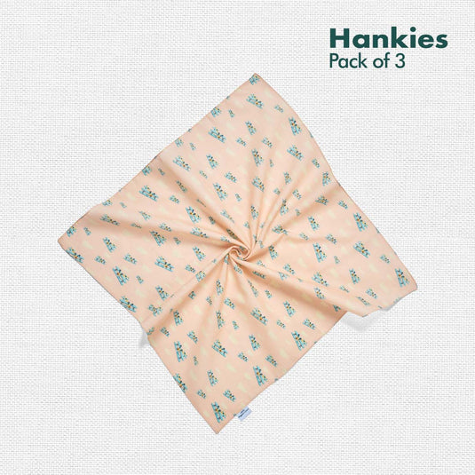 Travelicious! Unisex Hankies, 100% Organic Cotton, Pack of 3