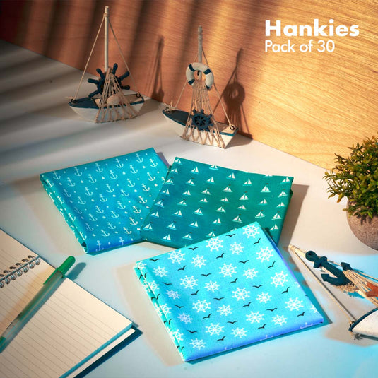 My Hanky Closet! Unisex Hankies, 100% Organic Cotton, Pack of 30 + Free Tin Box