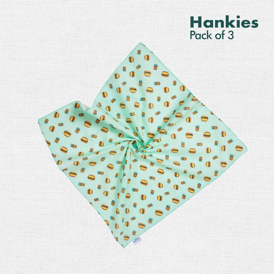 Foodgasm Series 1! Unisex Hankies, 100% Organic Cotton, Pack of 3