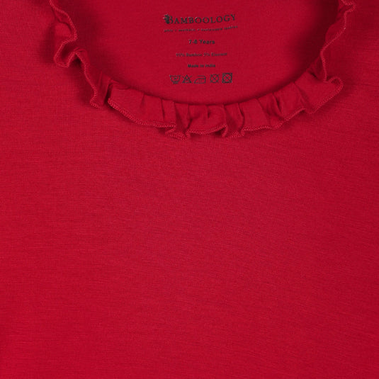 Bamboo Fabric Girl's Ruffle Neck Top | Anti-bacterial, Anti-viral Collection