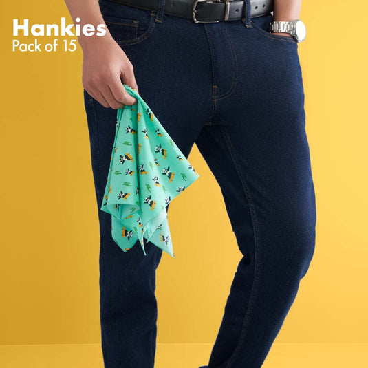 TBC! The Boss Collection! + Animalholic! + Travelicious! + Now You Sea Me! + Beach Please! Unisex Hankies, 100% Organic Cotton, Pack of 15