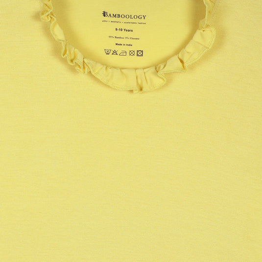 Bamboo Fabric Girl's Ruffle Neck Top | Anti-bacterial, Anti-viral Collection