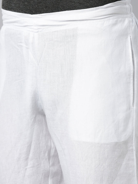 Men White Solid Hemp Yoga Pant