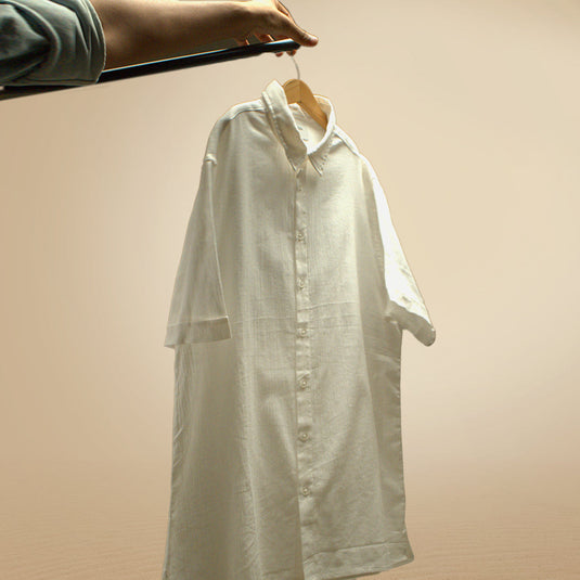 Crisp Cotton Pleated White Shirt