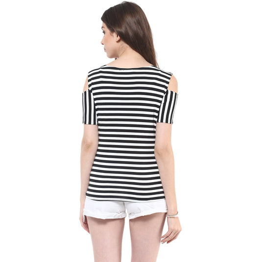 Thin Stripe Shoulder Cut Top