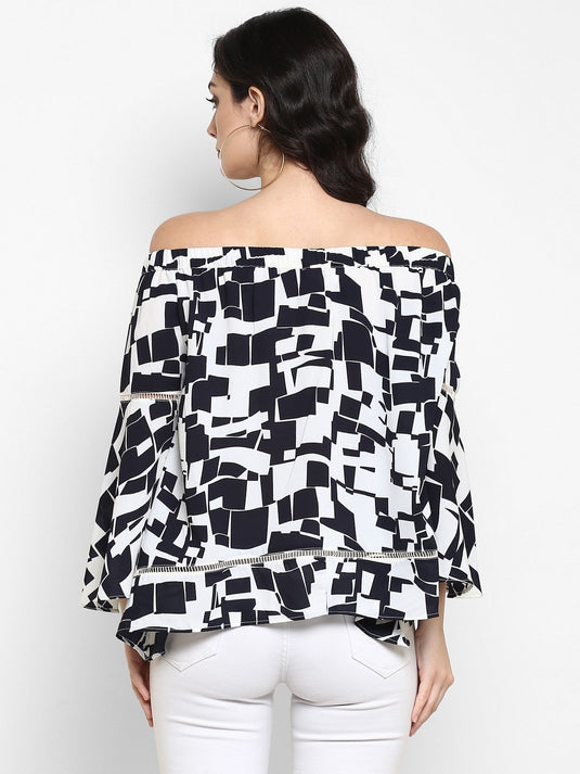 Abstract Print Off-Shoulder Top