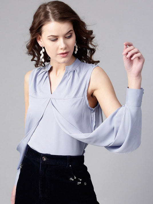 Solid Designer Sleeves Top