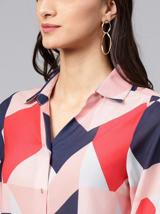 Peach Pattern Clash Shirt Top