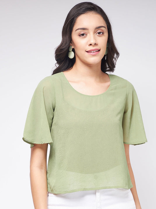 Flaunt Yourself In Solid Sheer Top