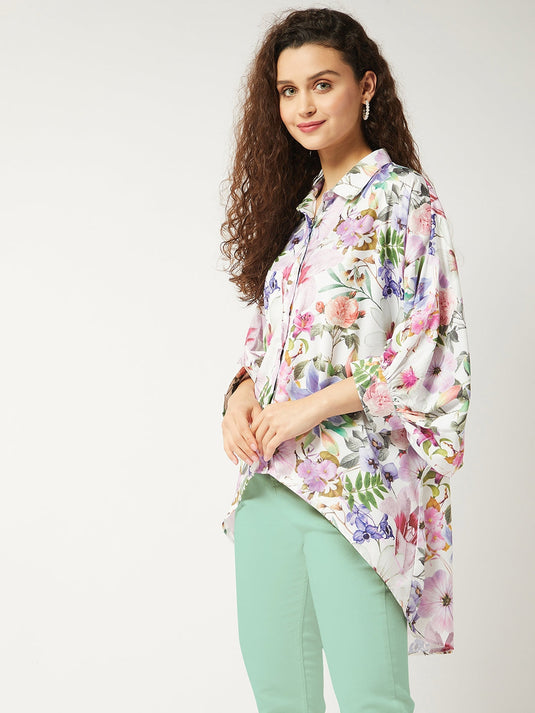 Loose Fit Floral Printed Shirt Top