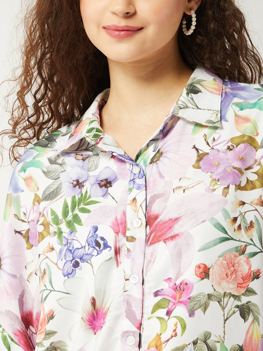 Loose Fit Floral Printed Shirt Top