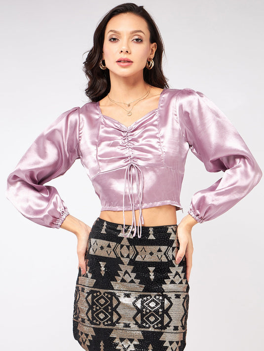 Solid Satin Sweatheart Neck Top