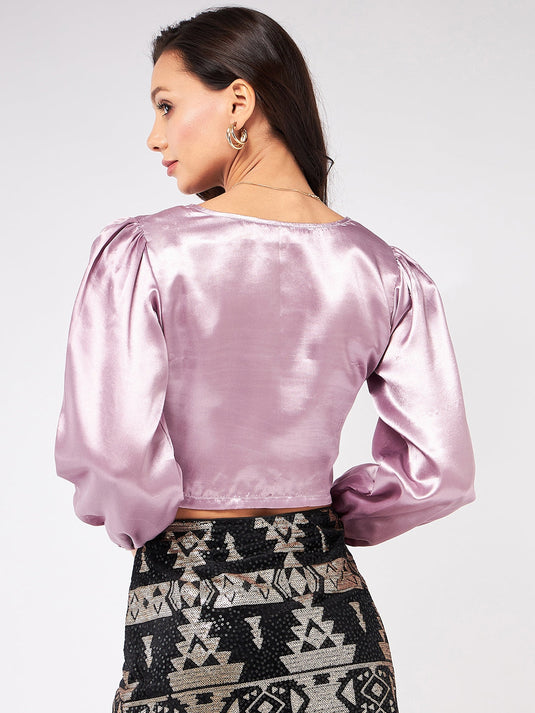 Solid Satin Sweatheart Neck Top