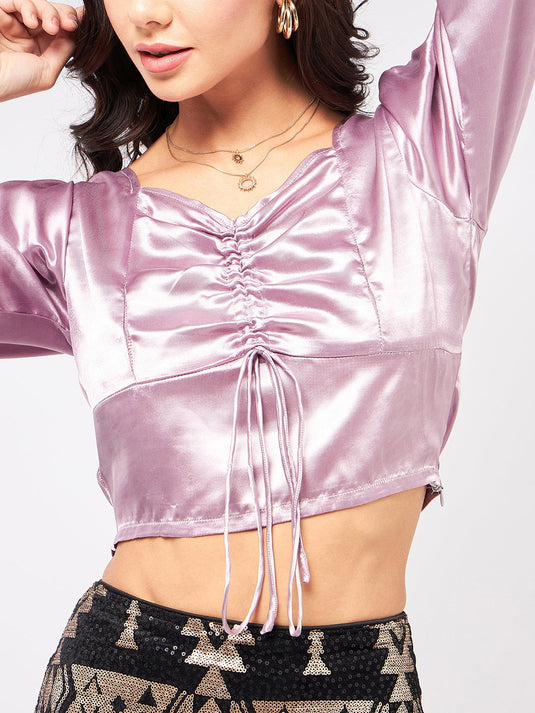 Solid Satin Sweatheart Neck Top