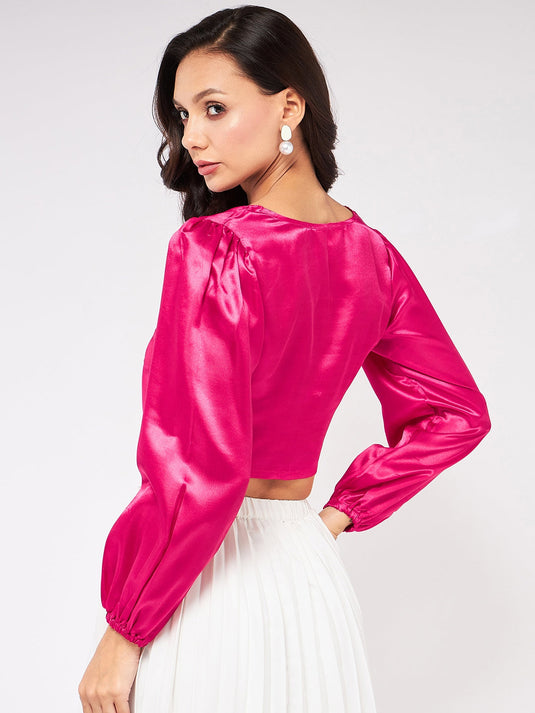 Solid Satin Sweatheart Neck Top