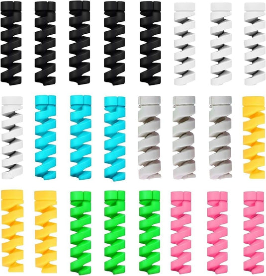 Lapster 28 pcs Mix Spiral Charger Spiral Charger Cable Protectors for Wires Data Cable Saver Charging Cord Protective Cable Cover