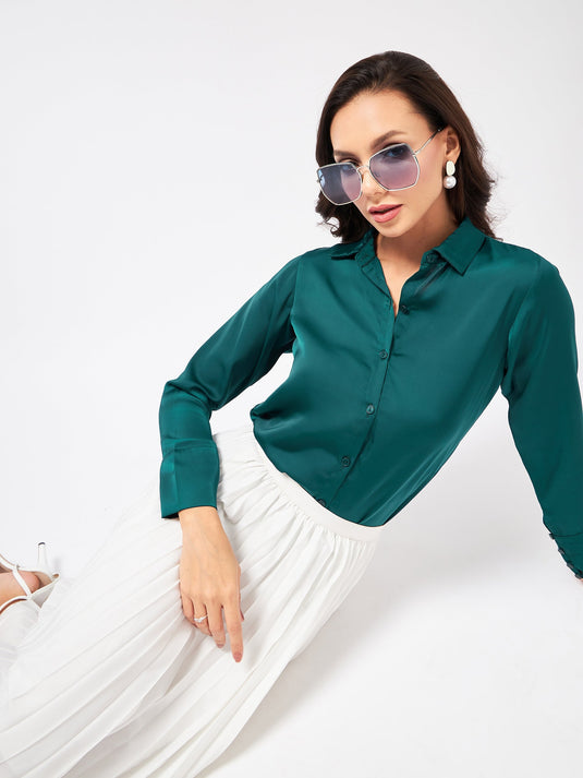 Solid Satin Elegant Shirt Top