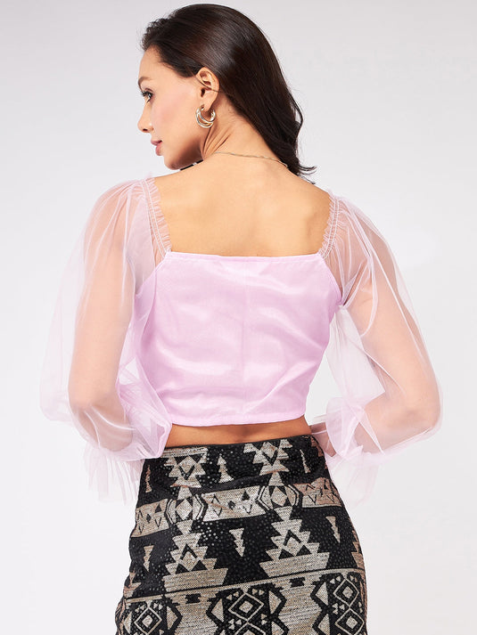 Sheer Sweetheart Neck Crop Top