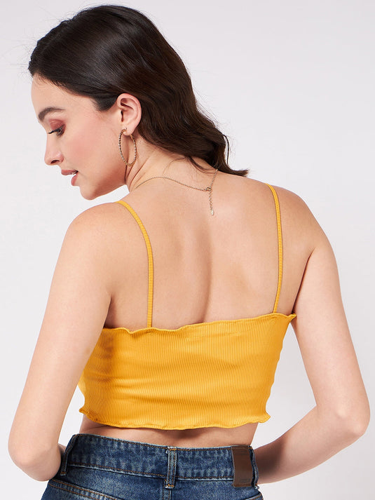 Solid Strappy Basic Rib Crop Top