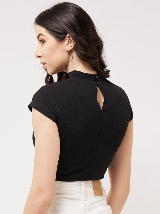 Solid Basic Front Cut-Out Crop Top