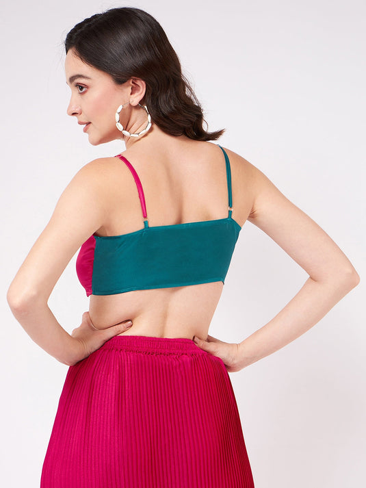 Solid Bralette Top With Color-Blocking