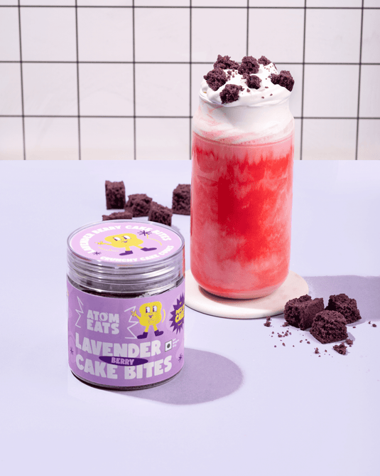 Atom Eats | Lavender Berry Cake Bites, Pack of 2, Crunchy Lavender Cake Cubes with a hint of Berries, 60 g each