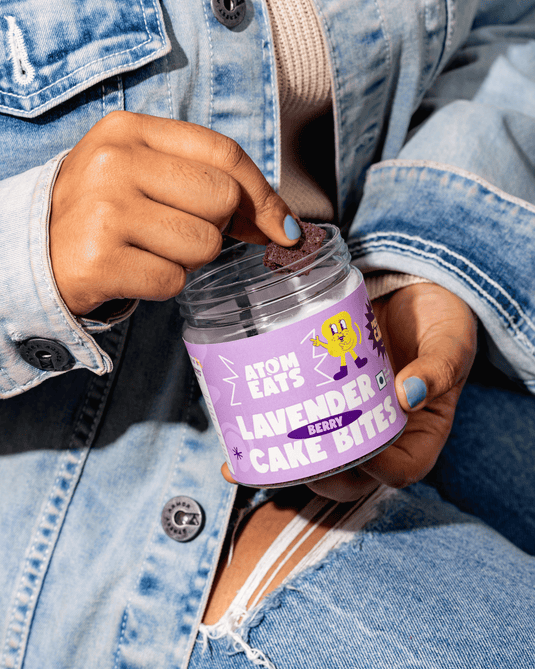 Atom Eats | Lavender Berry Cake Bites, Pack of 2, Crunchy Lavender Cake Cubes with a hint of Berries, 60 g each