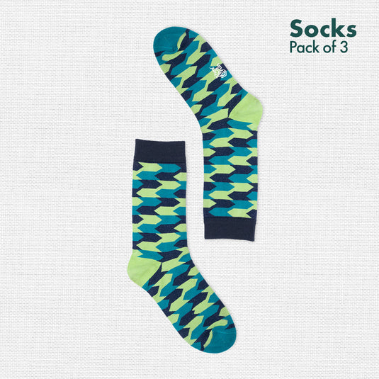 Geometri-fication Series 2! Unisex Socks, 100% Organic Cotton, Crew Length, Pack of 3