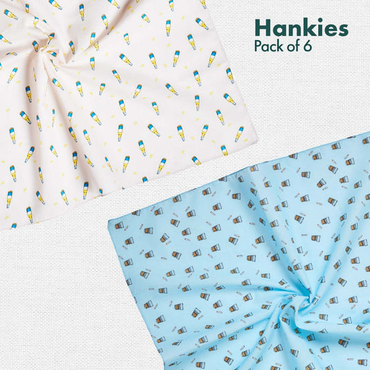 Travelicious! + Happy High! Unisex Hankies, 100% Organic Cotton, Pack of 6