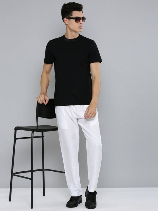 Men Hemp White Broad Bottom Comfort Pant