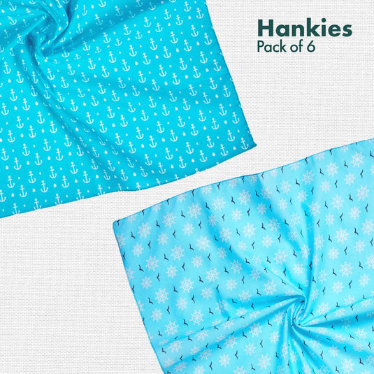 Travelicious! + Now You Sea Me! Unisex Hankies, 100% Organic Cotton, Pack of 6