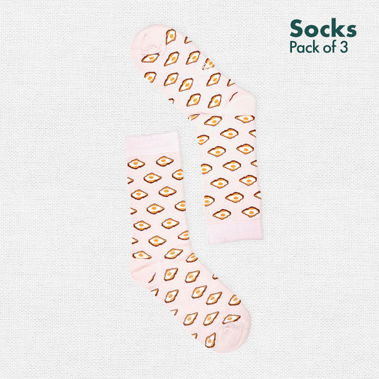 Foodgasm Series 1! Unisex Socks, 100% Organic Cotton, Crew Length, Pack of 3