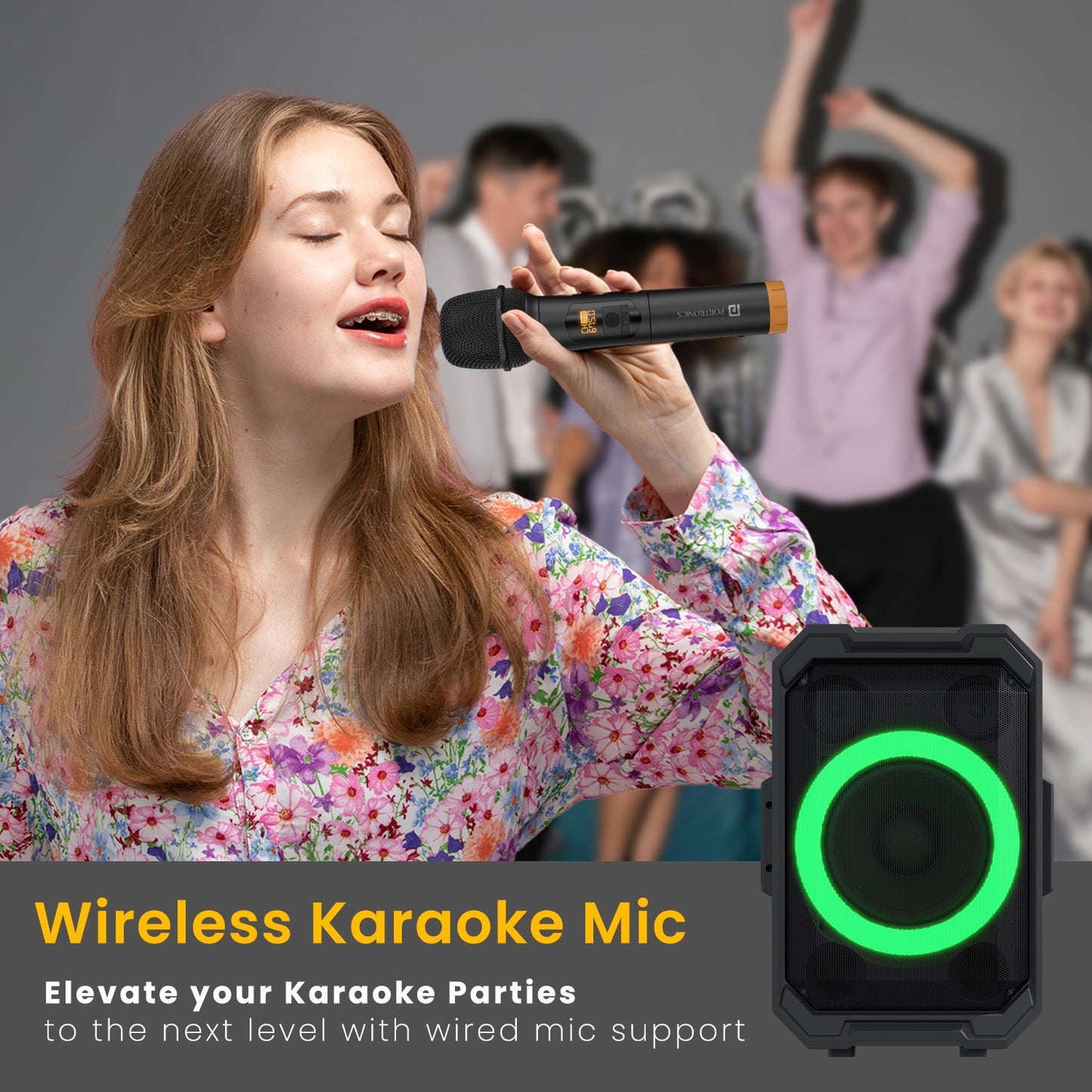 Portronics Iron Beats ii portable party speaker | Bluetooth party speaker with multi connectivity| 250w party speaker| wireless party speaker| Portable wireless Speaker with portable karaoke mic