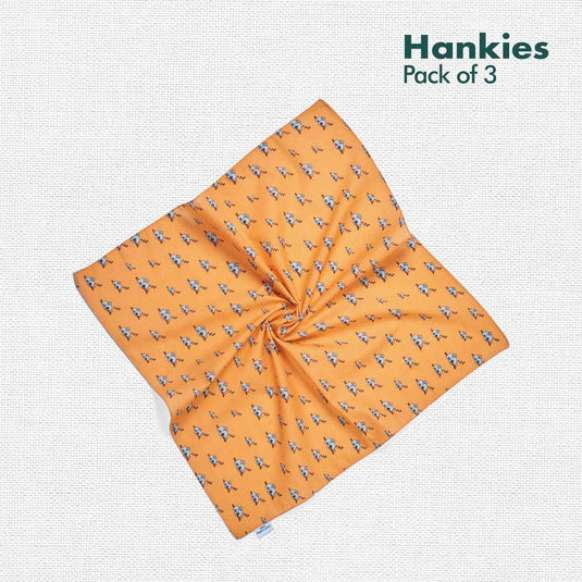 Animalholic! Unisex Hankies, 100% Organic Cotton, Pack of 3