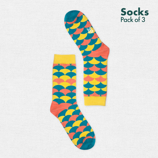 Geometri-fication Series 1! Unisex Socks, 100% Organic Cotton, Crew Length, Pack of 3