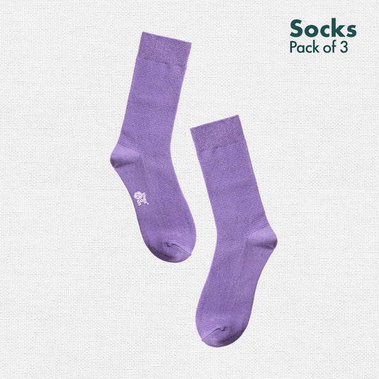 Blackcurrant Bliss! Unisex Socks, 100% Organic Cotton, Crew Length, Pack of 3