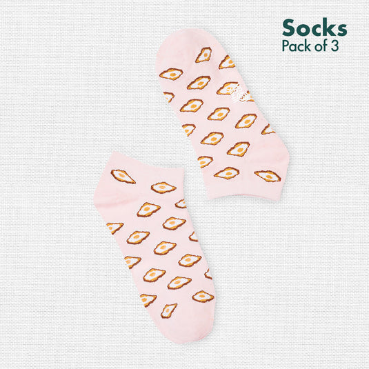 Foodgasm Series 1! Unisex Socks, 100% Organic Cotton, Ankle Length, Pack of 3