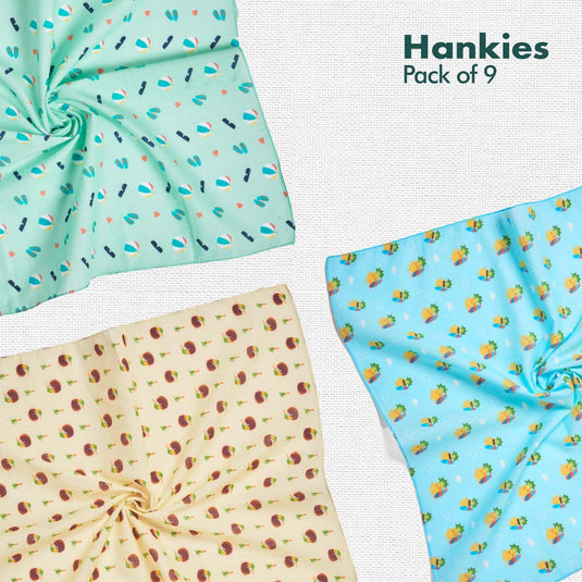 SOML! Summer Of My Life! + Child-unlock! + Beach Please! Unisex Hankies, 100% Organic Cotton, Pack of 9