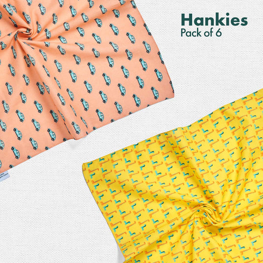 Child-unlock! + Travelicious! Unisex Hankies, 100% Organic Cotton, Pack of 6