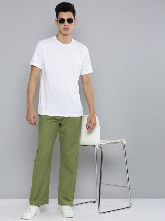 Men Hemp Regal Olive Broad Bottom Comfort Pant