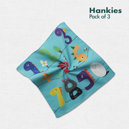 Adventures Of Learning! Unisex Kid's Hankies, 100% Organic Cotton, Pack of 3