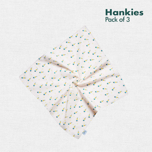 Happy High! Unisex Hankies, 100% Organic Cotton, Pack of 3