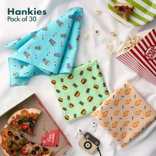 My Hanky Closet! Unisex Hankies, 100% Organic Cotton, Pack of 30 + Free Tin Box