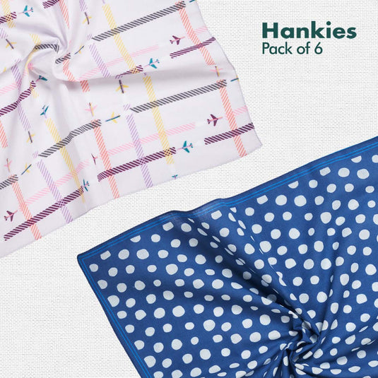 PTO! Polka Turn Over! + TBC! The Boss Collection! Unisex Hankies, 100% Organic Cotton, Pack of 6