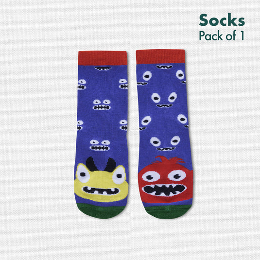 Monstrous Fun! Unisex Kid's Socks, 100% Bamboo, Crew length, Pack of 1