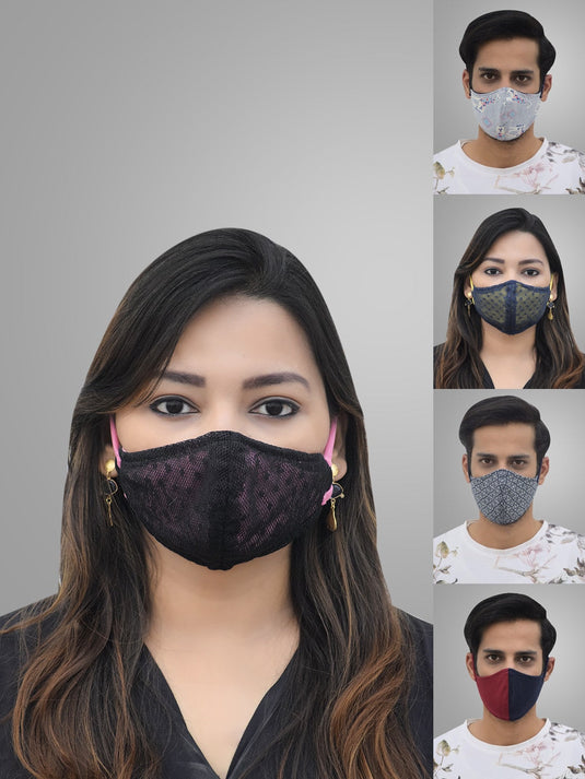 Unisex 5 Pcs 2-Ply Printed Reusable Outdoor Masks